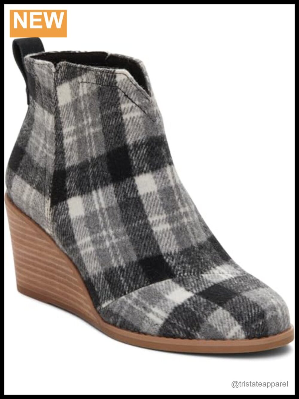 TOMS Clare Ankle Bootie Wedge Heel Leather Suede CloudBound Eco-Friendly Women's